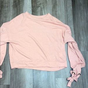 Blush pink long cropped sweater